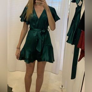 boutique green silk dress